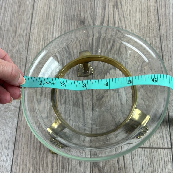Vintage brass stand with glass pointed bowl - Picture 2 of 6